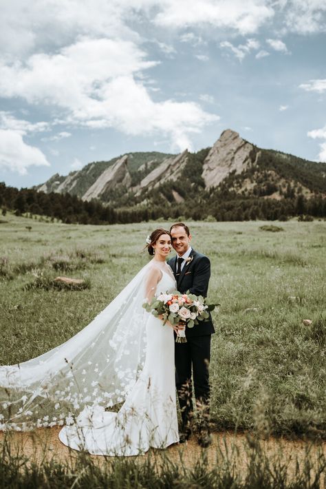 Boulder Colorado Wedding, Colorado Summer Wedding, Floral Cape, Boulder Wedding, Orange Color Palette, Colorado Summer, White Bridal Dresses, Outdoor Wedding Photography, Woodsy Wedding