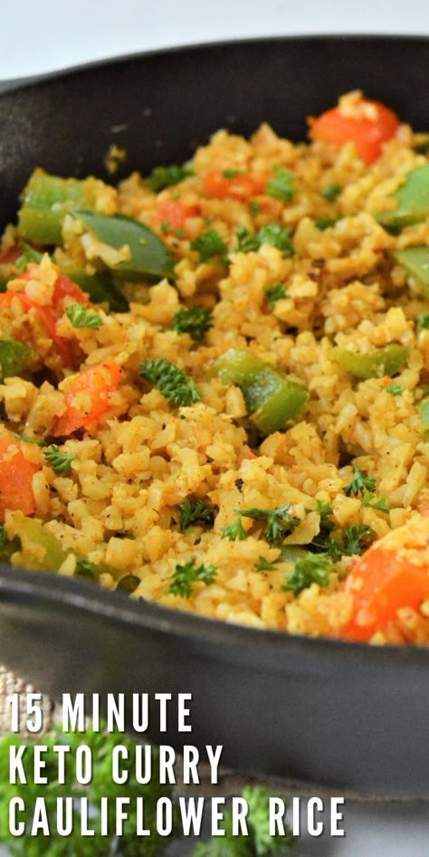 Curried Cauliflower Rice, Keto Rice Recipes, Keto Curry Recipes, Loaded Cauliflower Rice, Recipes Cauliflower Rice, Rice Recipes Healthy, Cauliflower Rice Recipes Healthy, Curry Cauliflower Rice, Keto Cauliflower Rice Recipes