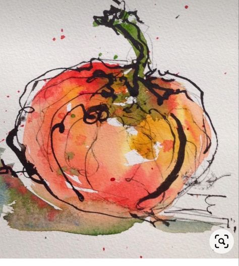 Pumpkin Canvas Painting, Environment Painting, Watercolor Beginner, Watercolor Pumpkins, Watercolor Plants, Watercolor Sketchbook, Fall Watercolor, Watercolor Painting Techniques, 수채화 그림