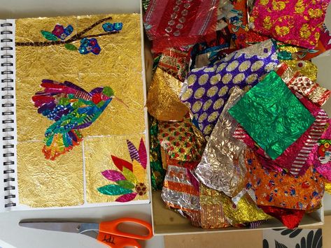 Plastic Wrapper Crafts, Things To Make Out Of A Gum Wrapper, Sweet Wrappers Craft, Chocolate Wrapper Craft, What To Make Out Of Gum Wrappers, Sweet Wrappers Art, Recycled Candy Wrapper Crafts, Candy Wrapper Art, Recyclable Art