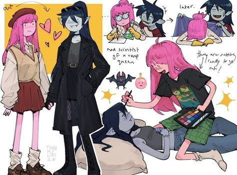 Adveture Time, Marceline And Princess Bubblegum, Marceline And Bubblegum, Marceline The Vampire Queen, Adventure Time Cartoon, Adventure Time Marceline, Time Cartoon, Finn The Human, Jake The Dogs