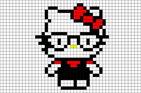 Hello Kitty Pixel Art Pixel Template, Hello Kitty Pixel Art, Hello Kitty Wallpaper Hd, 8 Bit Art, Pixel Art Design, Lego Art, Animal Crossing Qr, Hello Kitty Wallpaper, 8 Bit