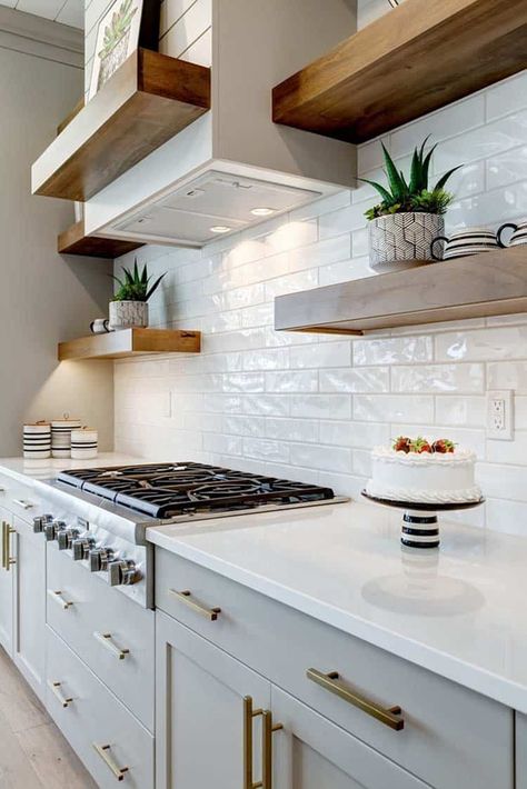 Blue tile backsplash kitchen