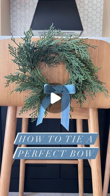 LAUREN BURKE | DIY + Design on Instagram: "I shared how to tie a perfect bow in my stories and many people asked me to reshare it! It’s SO easy! SAVE this reel for later! 🎀 

Comment LINK if you want the links to the mini wreaths and dusty blue velvet ribbon!

How to tie a bow, Christmas decor, perfect bow, velvet ribbon" Tie Bows With Ribbon, Lauren Burke, Velvet Diy, Making Bows For Wreaths, How To Make A Ribbon Bow, Velvet Christmas Bow, Ribbon Bow Tutorial, Ribbon Wreath Diy, Blue Velvet Ribbon