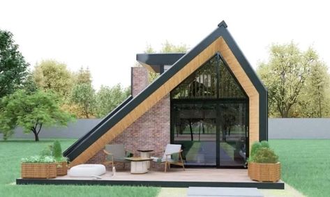 A Frame Tiny House, A Frame Houses, Frame Tiny House, A Frame House, Village House Design, Village Houses, Small House Design, Design Case, Dream Home Design