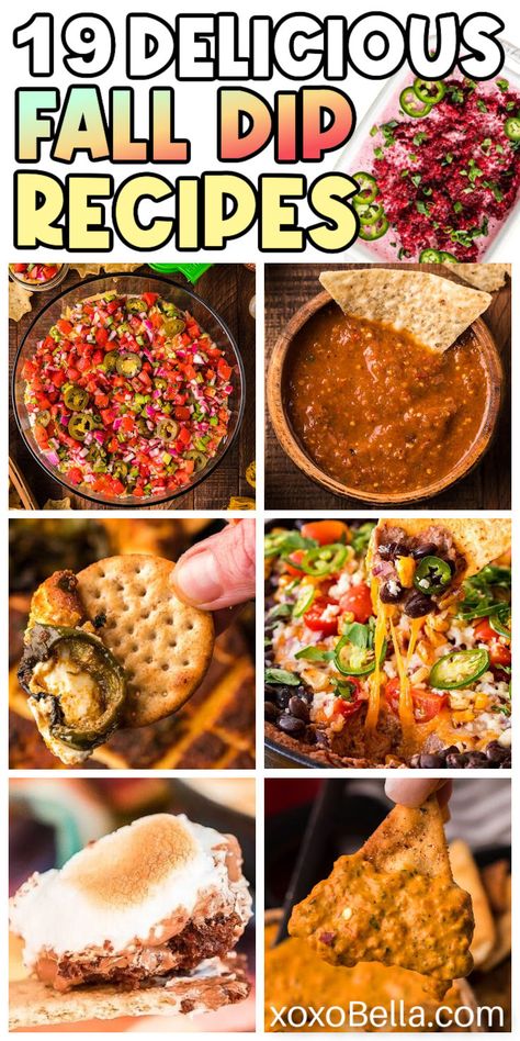 Dip recipes for your next party during fall Fall Dip Recipes, Baked Artichoke Dip, Fall Dip, Sauce Ideas, Layered Bean Dip, Baked Artichoke, Vegan Queso, Chunky Guacamole, Spicy Corn