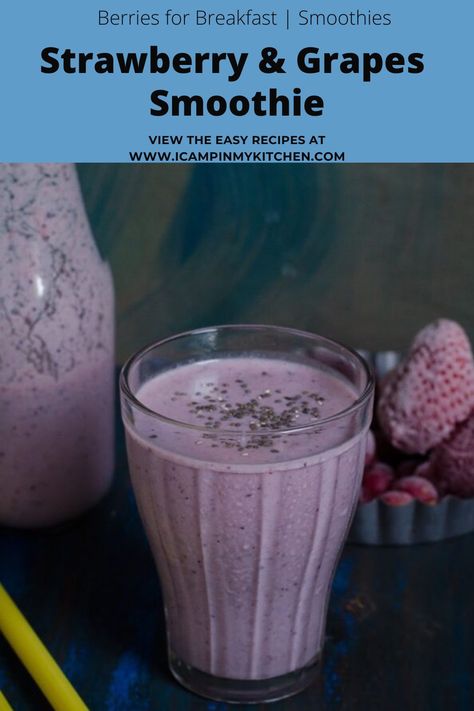 Strawberry & grapes smoothie, a colorful and hearty smoothie, a filling and healthy smoothie to kick start your day. Grape Smoothie Recipes, Grapes Smoothie, Whipped Drinks, Fig Smoothie, Grape Smoothie, Oats Smoothie, Coffee Punch, Strawberry Drink, Frozen Fruit Smoothie