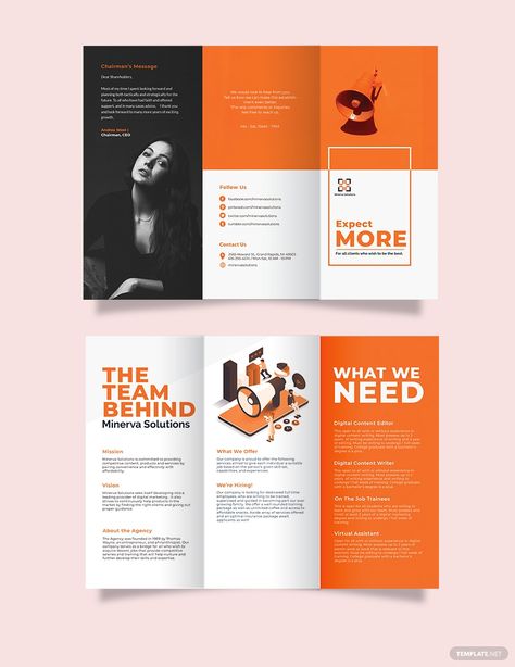 Simple Company Profile Tri-fold Brochure Template Company Brochure Design, Simple Brochures, Event Brochure, Brochure Design Layouts, Brochure Design Creative, Brochure Design Layout, Brochure Inspiration, Professional Brochure, Trifold Brochure Design