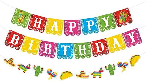 Kitticcino Happy Birthday Banner Mexican-Themed Party Backdrops Decorations Set of 3 Taco Party Decorations, Mexican Birthday Party, Party Photo Booth Backdrop, Mexican Papel Picado, Mexican Birthday Parties, Fiesta Party Decorations, Mexican Birthday, Mexican Party Theme, Taco Party