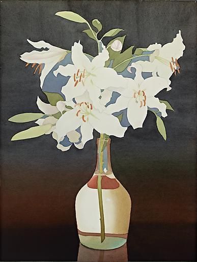 Mark Adams - Watercolors - Exhibitions - Berggruen Gallery Mark Adams, Mark Adam, Egg Tempera, Still Life Drawing, White Lilies, Watercolor Rose, Tempera, Watercolor Artwork, Cut Flowers