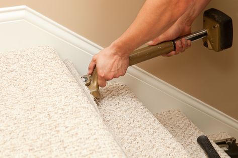 Installing Carpet On Stairs, Carpet On Stairs, Install Carpet, Stairway Carpet, Patterned Stair Carpet, Stairs Diy, Outdoor Stair Railing, Carpet Repair, Installing Laminate Flooring