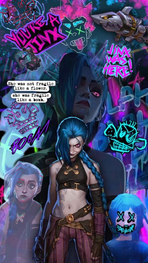 Jinx Iphone Wallpaper, Arcane Christmas Wallpaper, Jinx Spray Paint, Jinx Arcane Wallpaper Phone, Jinx Hair Color, Isha Arcane Phone Wallpaper, Arcane Iphone Wallpaper, Jinx Arcane Drawing, Male Jinx