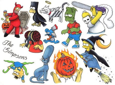 Simpsons Halloween Tattoo, Treehouse Of Horror Tattoo, Tree House Of Horror, Simpson Tattoo, The Simpsons Treehouse Of Horror, Simpsons Halloween, Simpsons Treehouse Of Horror, Epic Outfits, Simpsons Tattoo