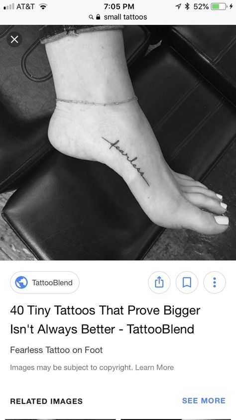 Simple Ankle Tattoos, Marathon Tattoo, Fearless Tattoo, One Word Tattoos, Foot Tattoos For Women, Leg Tattoos Women, Foot Tattoo, Ankle Tattoo, Word Tattoos