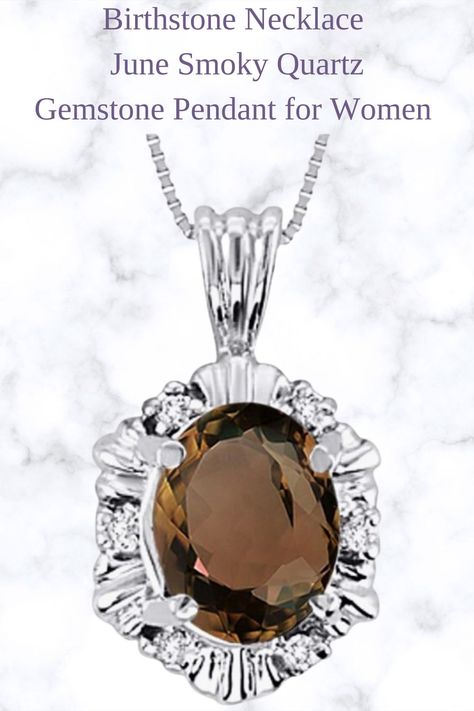 Uncover the timeless elegance of Smoky Quartz and experience its soothing energy that emanates like whispers from ancient forests. Details: 14K White Gold, Smokey Quartz & Diamond, 9X7MM, 18 Inch Chain. Visit my website to read my blog about Birthstones: https://debbyonthewebby.com/birthstones-necklaces-for-women-a-brief-overview/ #afflink #promote Birthstone Necklaces, Smoky Quartz Pendant, Gold Necklace Women, Gold Necklaces, Color Stone, Gemstone Necklace Pendant, Necklaces For Women, Diamond Pendant Necklace, Smokey Quartz