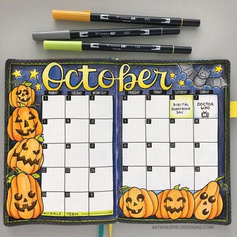 Bullet Journal Halloween, Bullet Journal October, Grid Journal, Bullet Journal Monthly Spread, Grid Journals, Dot Grid Journal, Bullet Journal Mood, Bullet Journal Notebook, Dot Journals