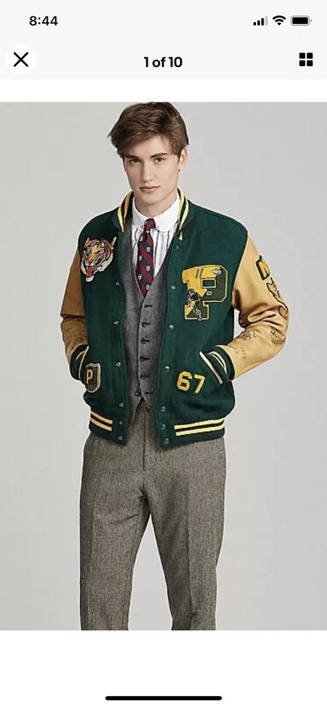 Jacket Varsity, Franklin Marshall, Plain Polo Shirts, Maxi Skirts Summer, Leather Varsity Jackets, Mens Outdoor Jackets, Ralph Lauren Leather, Leather Sleeves, Letterman Jacket