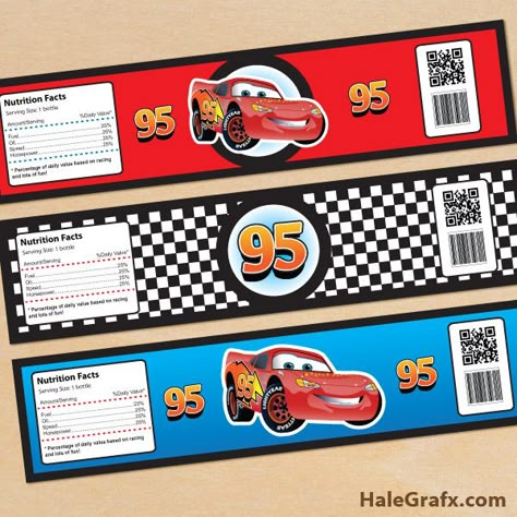 cars bottle labels FREE Printable Disney Cars lightning McQueen Water Bottle Labels Disney Cars Party Printables, Disney Cars Printables Free, Free Cars Printables, Disney Pixar Cars Birthday Party Free Printable, Mc Queen Party Ideas, Lightning Mcqueen Birthday Party Ideas, Cars Printable, Lightning Mcqueen Party, Mcqueen Party