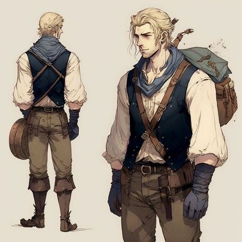 Medieval Characters Art, Mentor Character Design, Male Explorer Character Design, Traveling Merchant Character Design, Archeologist Character Design, Medieval Character Art, Character Concept Art Male, Explorer Character Design, Dnd Characters Male