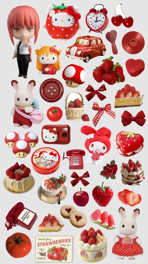 #red #redaesthetic #redcollage #shufflefyp ##shuffleaesthetic #pinterest #fyp #coquetteaesthetic #coquettered #cherry #strawberry Digital Scrapbook Stickers, Page Fillers, Cherry Vibes, Cherry Png, Stickers Fruit, Cherry Theme, Stickers Notes, Good Wallpapers, Strawberry Theme