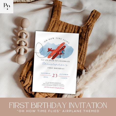 Time Flies When Youre Turning One, Airplane Birthday Party Invitations, Aviation Themed Invitation, Airplane 1st Birthday, Plane Invitation, Airplane Invitation Template, Airplane Birthday Invitation Templates, Airplane Invitation, Airplane Illustration