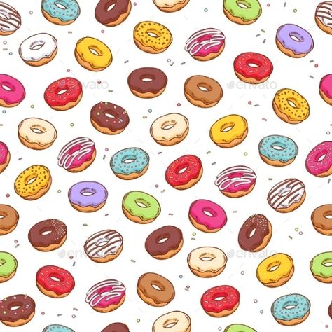 Surface Design Fabric, Pattern Doodle, Colorful Donuts, Food Backgrounds, Food Wallpaper, Doodle Sketch, Tumblr Wallpaper, Kawaii Wallpaper, Cute Wallpaper Backgrounds