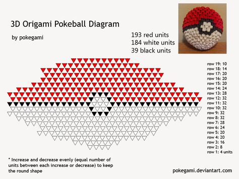 3D Origami Pokeball Diagram by pokegami.deviantart.com on @DeviantArt Origami Instructions Dragon, Dragon Origami, 3d Origami Tutorial, Origami Templates, 3d Pokemon, Origami Frog, Origami Diagrams, Tutorial Origami, Origami Ball