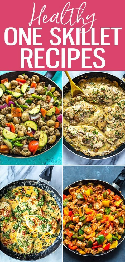 These One Skillet Recipes are a lifesaver when it comes to last-minute meal prep. Add some protein, veggies and starch for an easy dinner! #onepan #skillet Healthy Skillet Meals, Cast Iron Skillet Recipes Dinner, Easy Skillet Dinner, Dinners Ideas, Electric Skillet Recipes, Protein Veggies, Healthy One Pot Meals, Skillet Dinner Recipes, Easy Skillet Meals