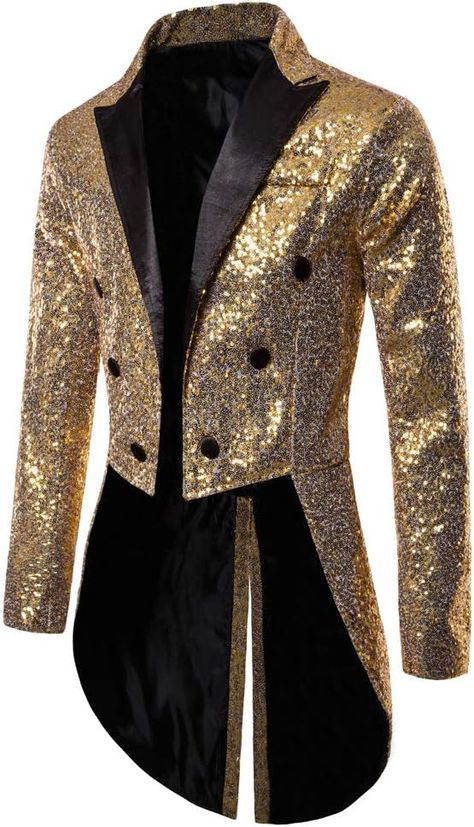 Mens Sequin Tuxedo Tailcoat Swallowtail Suit Jacket Dinner Party Wedding Blazer Slim Fit Show Tux Dress Coat (Gold, S) at Amazon Men’s Clothing store Wedding Blazer, Dinner Party Wedding, Wedding Blazers, Tux Dress, Sequin Wedding, Prom Suits, Tuxedo Jacket, Dress Coat, Collar Designs