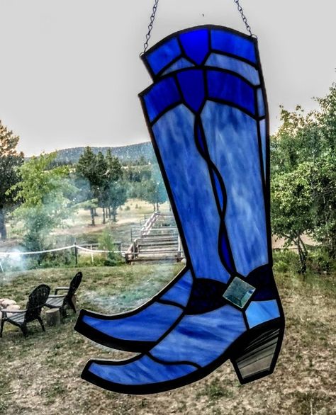 Blue Boots, Paving Stones, Stained Glass Patterns, Park Slide, Garden Sculpture, Stained Glass, Horses, Boots, Stone