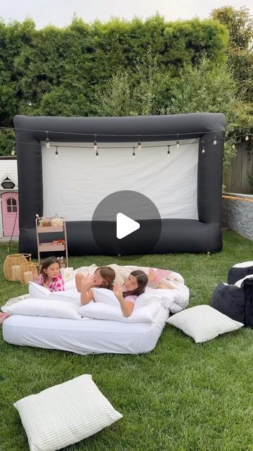 Deborah Trette on Instagram: "setting up a movie and pizza night in the backyard with @Samsclub! 🎬 #Samspartner
First of all, the inflatable movie screen was so extra that it set the mood for the whole evening! I was able to find so many Maker’s Mark products for such great value at Sam’s! I couldn’t believe all the cute and cozy decor, pre-made fresh salads, snacks and even a pizza oven to make this evening so memorable for our summer! Sam’s Club makes it easy to shop with convenience services…your go to for this season! 
#MembersMark #SamsClub" Inflatable Movie Screen Party, Movie Night Ideas Kids, Movie Night Set Up, Outdoor Movie Night Ideas, Backyard Movie Night Ideas, Resident Events Ideas Apartments, Backyard Movie Night Party, Movie Night Essentials, Birthday Movie Night