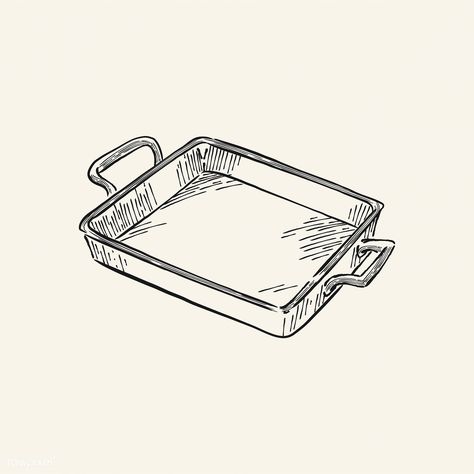 Vintage illustration of a baking tray | free image by rawpixel.com / Niwat Baking Tools Illustration, Tray Illustration, Kitchen Tools Illustration, Tray Drawing, Evs Worksheet, Baking Drawing, Bakery Vintage, Cookie Drawing, Outline Pictures