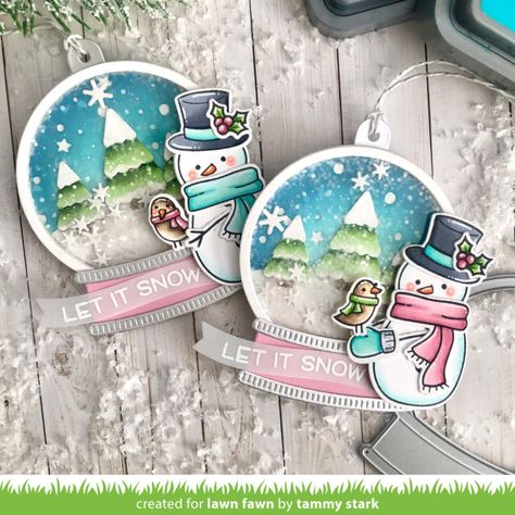 Cute Snow Globe, Polka Dot Pumpkin, Winter Paper, Lawn Fawn Blog, Lawn Fawn Stamps, Snowman Cards, Snow Much Fun, Lawn Fawn Cards, 3d Christmas