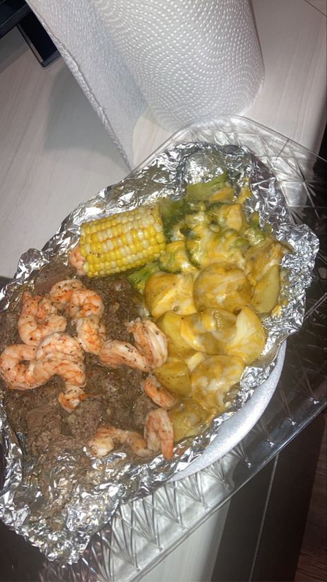 Steak And Shrimp Potato, Baked Shrimp And Broccoli Foil Packs, Steak Shrimp And Potatoes Foil Pack, Loaded Shrimp And Broccoli Baked Potato, Shrimp And Broccoli Baked Potato, Shrimp Potatoes, Shrimp Sausage Corn Potatoes, Steak Shrimp, Potatoes Broccoli