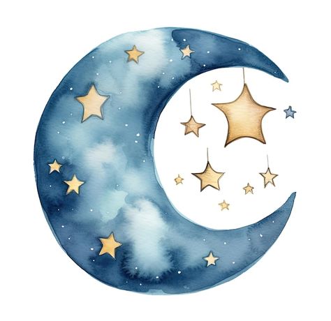 Kawaii Moon, Moon With Stars, Baby Boy Art, Baby Souvenir, World Illustration, Moon Cartoon, Floral Cards Design, Class Pictures, Beautiful Good Night Images