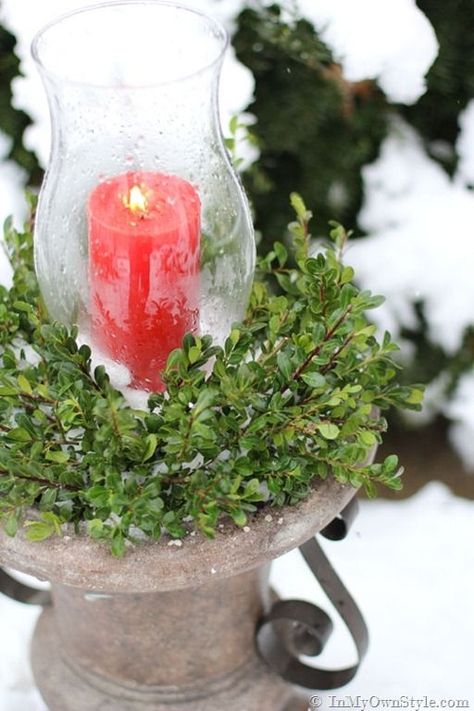 Outdoor Christmas Candles, Outdoor Candle, Front Door Christmas Decorations, Outdoor Candles, Christmas Porch Decor, Winter Candle, Christmas Tree Garland, Holiday Candles, Outdoor Holidays