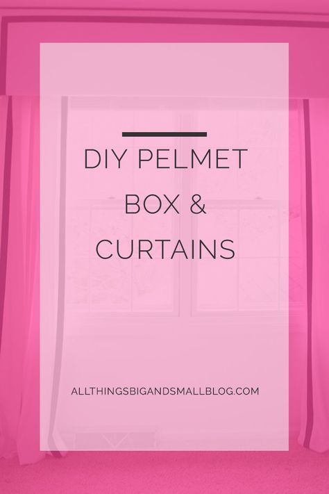 DIY Pelmet Box and Curtains using Ikea drapes and grosgrain ribbon. A step-by-step guide for budget-friendly curtains that look custom! Come see this DIY and more at All Things Big and Small. Make sure to repin and click through! Curtain Box Design, Diy Pelmet, Curtains With Pelmet, Window Valance Box, Ikea Drapes, Pelmet Designs, Pelmet Box, Curtain Box, Cornice Box