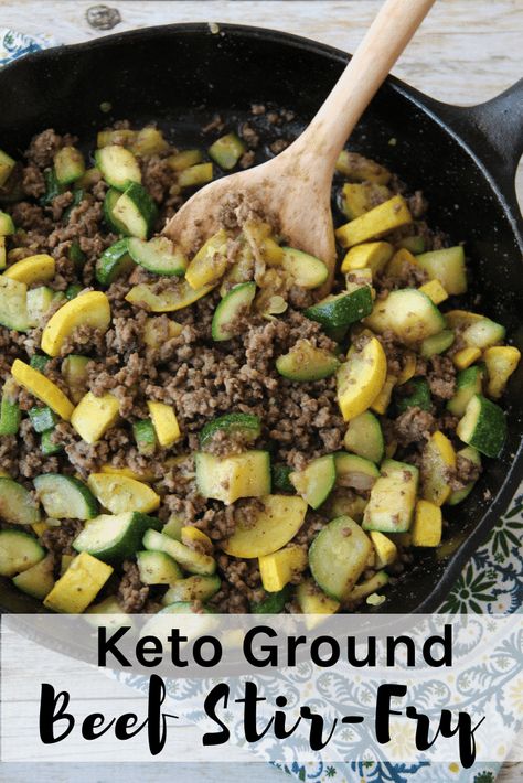 Keto Ground Beef Stir-Fry is so easy to make and it tastes delicious! Pair with a garden salad for a complete meal that takes minutes to get on the table. Stir Fry With Zucchini, Ground Beef And Zucchini, Beef And Zucchini, Ground Beef Stir Fry, Kasey Trenum, Keto Ground Beef, Keto Beef Recipes, Carb Dinner, Beef Stir Fry