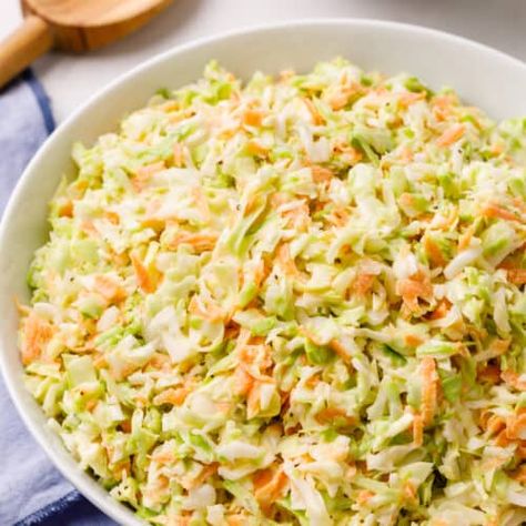 KFC Coleslaw (Copycat Recipe) - All Things Mamma Recipes With Chopped Cabbage, Shredded Cabbage Recipes Side Dishes, Marinated Cabbage Salad, Salad Cabbage Recipes, Recipes For Shredded Cabbage, What To Make With Shredded Cabbage, Angel Hair Cabbage Recipes, Shredded Cabbage Recipes Healthy, Cabbage Salad Recipes Easy