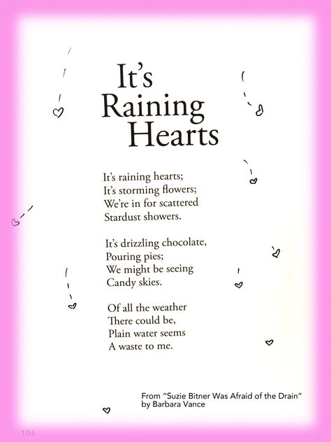 cute children's poem about weather and creativity. Great for school and learning activities. Library activities and common core 1st grade, 2nd grade, and 3rd grade reading. great for ESAL english and language arts English Poems For Children, Weather Poem, Rain Poems, Silly Poems, Raining Hearts, Poetry Worksheets, Poems In English, Small Poems, Reading Poems