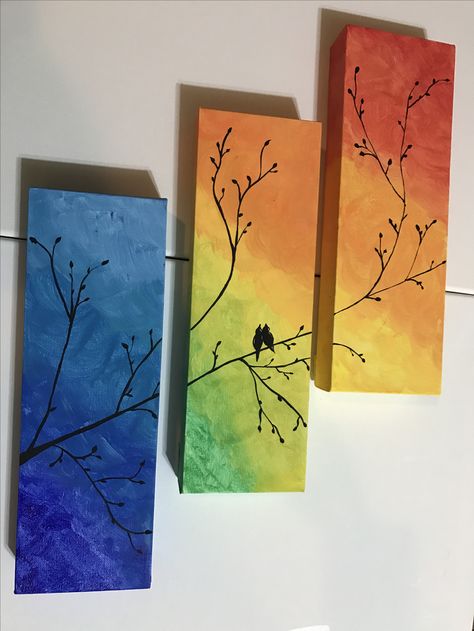 Three Part Painting Canvases, Painting On Three Canvas, Multiple Canvases Painting Ideas, Divided Painting Ideas, Triptych Painting Ideas, Multi Canvas Painting Ideas Easy, 3 Paintings In A Row Canvases, 3 Piece Painting Ideas, Positive Paintings Canvases