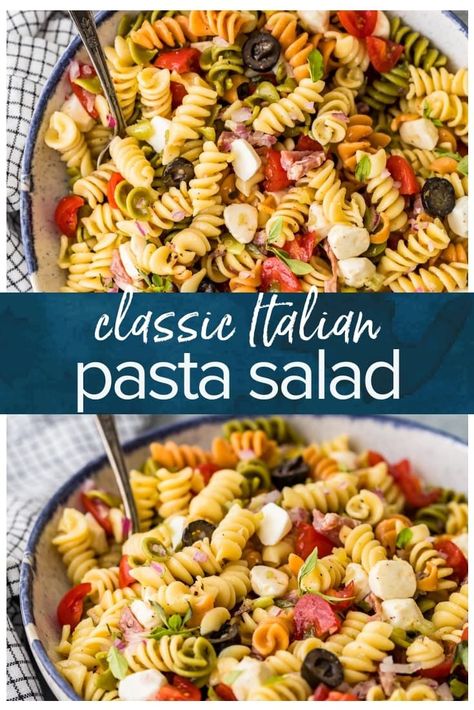 Classic Italian Pasta Salad, Rotini Pasta Salad, Classic Italian Pasta, Tri Color Pasta, Italian Salami, Classic Pasta Salad, Resep Pasta, Italian Pasta Salad, Cold Pasta Salad Recipes