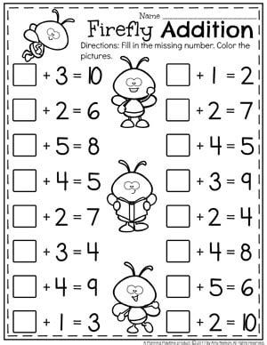 Addition Worksheets - Planning Playtime Addition Worksheets Kindergarten, Addition Activity, Centers For Kindergarten, Missing Addend, Kindergarten Addition Worksheets, Math Addition Worksheets, Money Worksheets, Worksheets Kindergarten, Math Centers Kindergarten