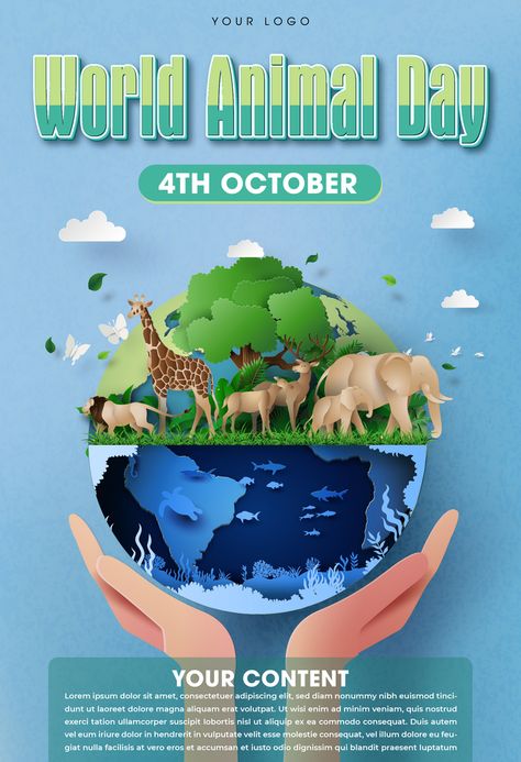 World Animal Day Poster#pikbest#Templates#Poster World Animal Welfare Day Poster, World Animal Day Poster, Animal Day Poster, Animal Rights Poster, Save Animals Poster, World Animal Day, Animal Day, 10 Animals, Save Wildlife