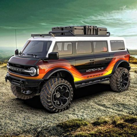 Expedition Car, Offroad Van, Ford Bronco Concept, Classic Ford Broncos, Expedition Portal, 4x4 Van, Light Bars, Ford Van, Cool Vans