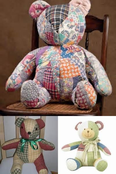 Memory Bear Pattern Free - Bing Images D36 Quilted Teddy Bear Pattern, Patchwork Teddy Bear, Memory Bears Pattern Free, Memory Bear Pattern, Antique Quilts Patterns, Family Quilt, Patchwork Bear, Teddy Bear Patterns Free, Memory Bears Pattern