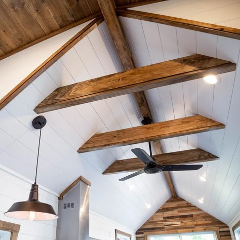 Ceiling Beams Living Room, Beams Living Room, Vaulted Ceiling Living Room, Faux Wood Beams, Wood Beam Ceiling, Cottage Living Rooms, Attic Rooms, Vaulted Ceilings, Small Room Design