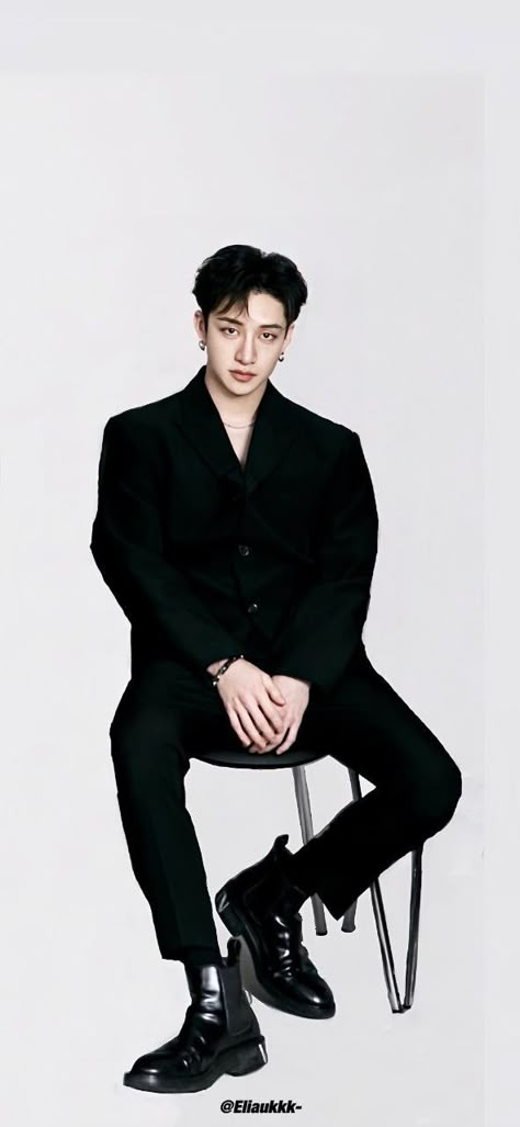 Bangchan Full Body Photoshoot, Bangchan Suit Black, Bang Chan Full Body Pic, Bangchan In A Suit, Bangchan Standing, Bangchan In Suit, Bangchan Suit, Christopher Chan, Smile Wallpaper