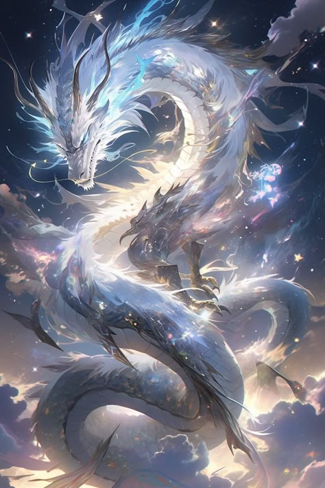 White Dragon Art, Fantasy Dragon Art, Mythical Creatures Fantasy, Mystical Animals, Dragon Artwork Fantasy, Mythical Animal, Fantasy Beasts, Dragon Pictures, Fantasy Animals