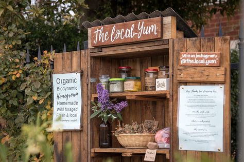 Farm Stall Ideas, Produce Stand Signs, Money Box For Roadside Stand, Egg Honesty Box Ideas, Honesty Box Roadside, Honesty Box Ideas, Small Farm Stand, Honesty Stall, Diy Farm Stand